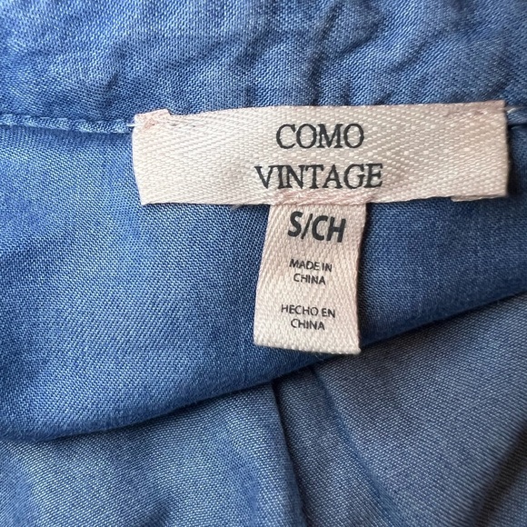 Como Vintage Denim Blue Long Sleeve Shirt Dress - Picture 7 of 11